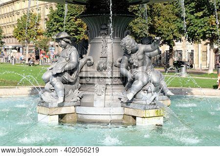 Stuttgart,germany - November 17, 2020: Schlossplatz Is The Largest Square In The Centre Of The City 