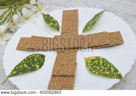 Til Sakri Or Tilgul An Indian Traditional Popular Sweet Made Out Of Sesame Seeds And Jaggery. Famous