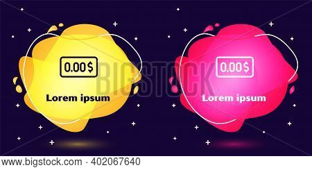 Set Line Zero Cost Icon Isolated On Blue Background. Empty Bank Account. Abstract Banner With Liquid