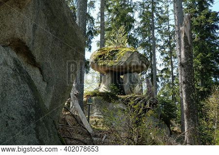 The Rocks In Deep Woods Of Šumava National Park In Czech Republic. This Is A Part Of The Bear Trail 