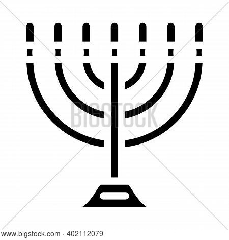 Seven-branched Candlestick Glyph Icon Vector Illustration Black
