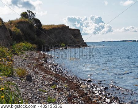 Typical Beautiful Natural Danish Coastline Beach Landscape In The Summer Fyn Funen Denmark