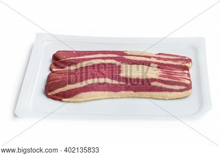 Unsmoked  Plant-based Bacon Rashers Isolated On White