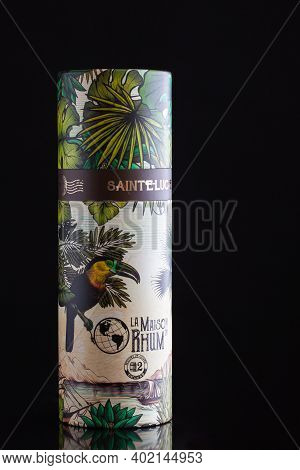 Prague,czech Republic - 4 January,2021:   Bottle Of La Maison Rhum, Santa Lucia.this Vintage Was Sel