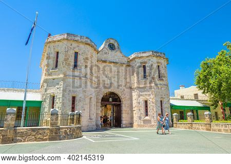 Fremantle, Western Australia, Australia - Jan 2, 2018: Female Tourists Come Out Of Fremantle Prison 