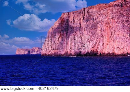 Crete Or Kreta, Greece - Beautiful Landscape Of Rocky Mountain Terrain In An Island Of Balos Lagoon,