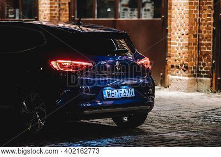 Riga, Latvia - January 6, 2021: New Car Renault Clio E-tech 140 Hybrid Rs, 2020. Selective Focus