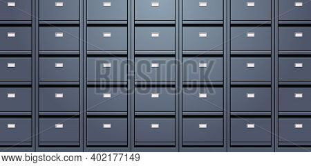 Office Wall Of Filing Cabinet Document Data Archive Storage Folders For Files Business Administratio