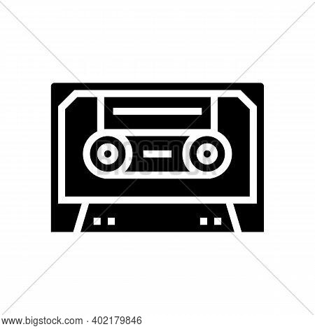 Audio Casette Glyph Icon Vector. Audio Casette Sign. Isolated Contour Symbol Black Illustration