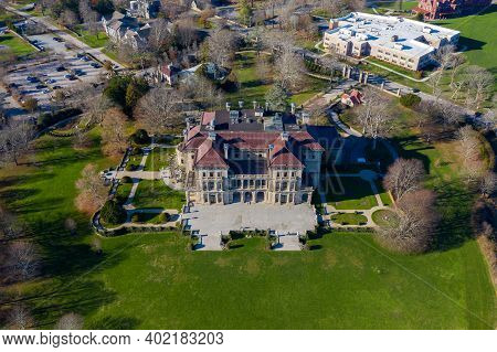 Newport, Ri - Nov 29, 2020: The Breakers And Cliff Walk Aerial View. The Breakers Is A Vanderbilt Ma