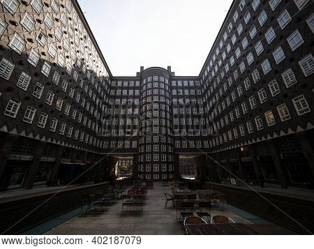 Inner Courtyard Facade Of Historical Building Sprinkenhof Brick Expressionist Architecture Kontorhau