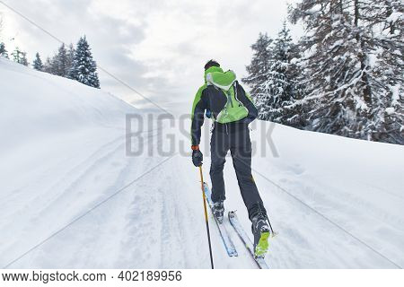 A Hiker Skier On A Solo Outing
