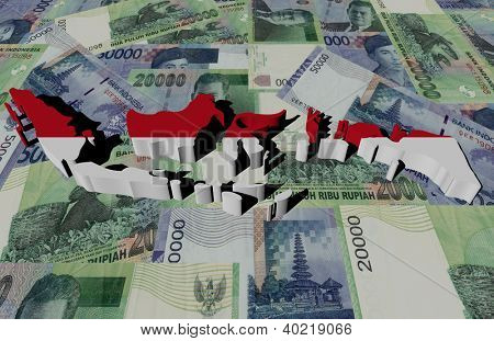 Indonesien kort flag på rupiah illustration