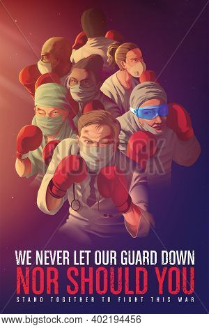Awareness Poster To Encourage The Healthcare Workers Who Risk Their Life At The Frontline
