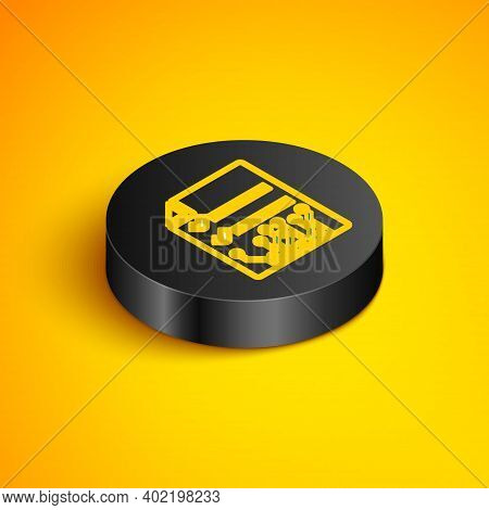 Isometric Line Smart Contract Icon Isolated On Yellow Background. Blockchain Technology, Cryptocurre