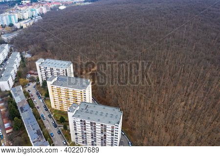 Urban Vs Nature. Aerial View