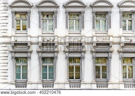 Facade Of A Neoclassical Building In London, Uk