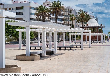 Arrecife, Lanzarote, Spain, January 18, 2020: Park On The Paseo Maritimo In The Center Of The Town O