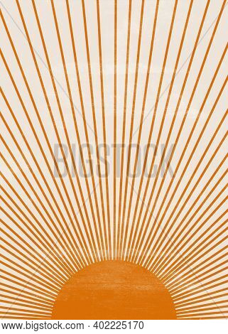 Orange Sun print boho minimalist printable wall art geometric abstract sunset print bohemian art work