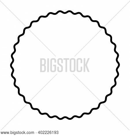 One Bold Wavy Line Forming A Black Circle Frame. Circle Frame, Made By A Black Serpentine Line. Snak