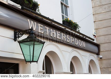The Wetherspoon Signage On A Pub In Newbury In The Uk, Taken On The 19th November 2020