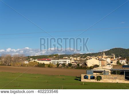 General View Of The Majorcan Town Of Vilafranca De Bonany On A Sunny Day. Balearic Islands, Spain