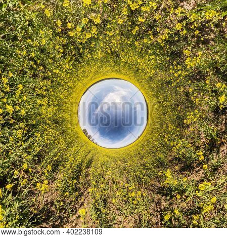 Inversion Of Little Planet Transformation Of Spherical Panorama 360 Degrees. Spherical Abstract Aeri