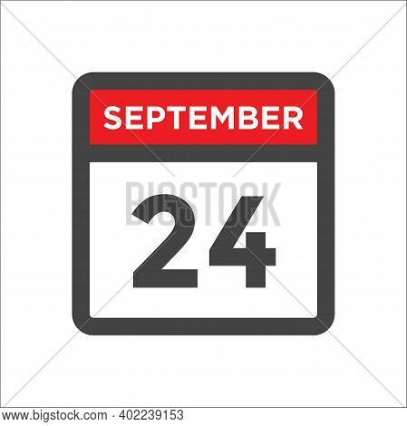 September 24 Calendar Icon With Day & Month Sept 24th