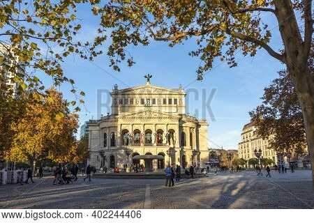 Frankfurt, Germany - November 21, 2020: Facade Of Opera House „alte Oper Frankfurt