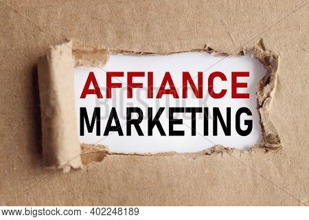 Affiance Marketing, Text On White Paper On Torn Paper Background