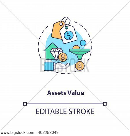 Assets Valuation Concept Icon. Assets Inventory Element Idea Thin Line Illustration. Determining Fai