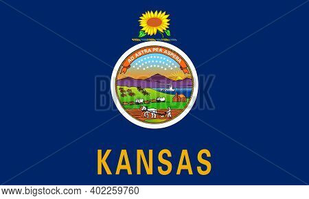 Official Large Flat Flag Of Kansas Horizontal