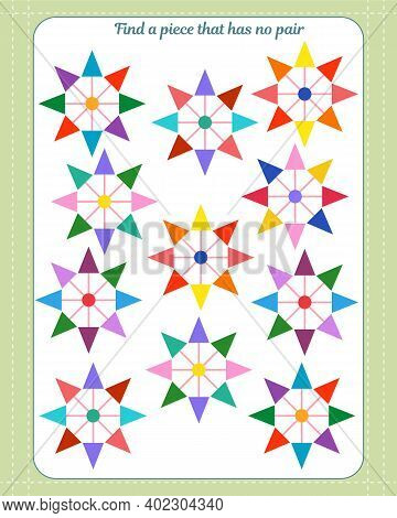 Logic Game For Children. Find Which Shape Is Unpaired. Development Of Attention