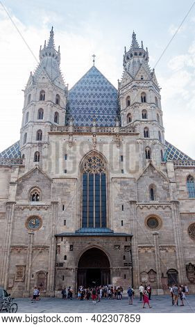 Vienna, Austria - July 31, 2019: Entrance Of St. Stephen's Cathedral (domkirche) In Center Of Vienna