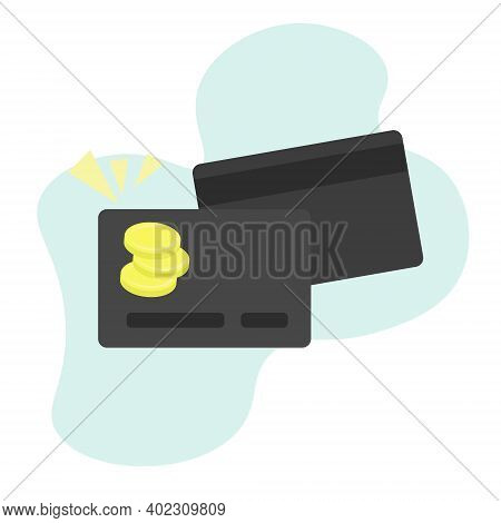 Concept For A Bank Card, Savings And Internet Payments, Illustration For Cashback Or Bank Card Trans