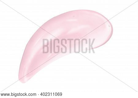 Hand Sanitizer, Antibacterial Gel, Pink Cleanser Smear Smudge Swatch Drop On White Background. Serum