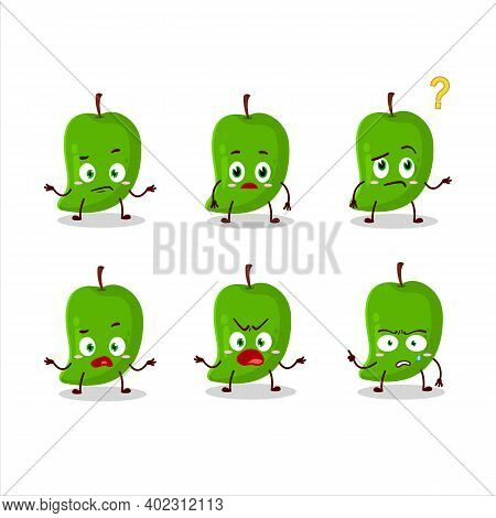 Cartoon Character Of Green Mango With What Expression