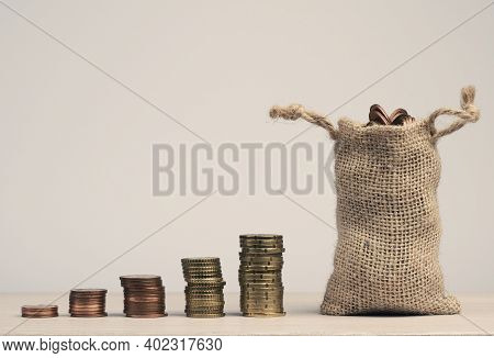 Stacked Coins, Money Savings, Upswing Economy, Financial Concept, Retirement Pension Concept, Insura