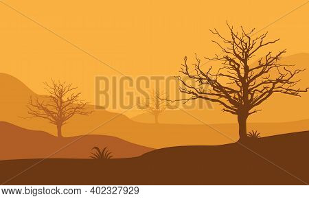 Nice Desert View In The Afternoon. Vector Illustration