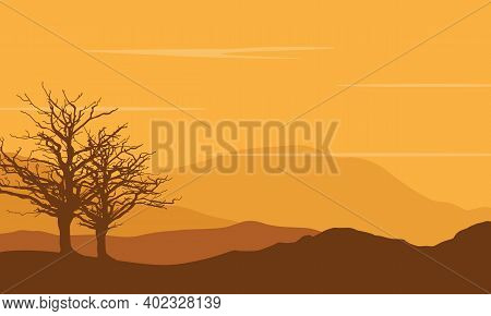 Amazing Desert Views In The Afternoon. Vector Illustration