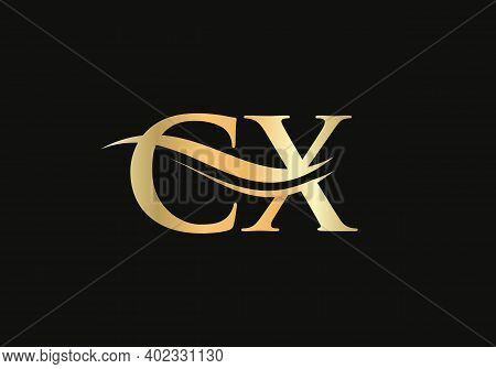 Initial Cx Letter Linked Logo Vector Template. Swoosh Letter Cx Logo Design. C X Logo Design With Mo