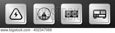 Set High Voltage, Ampere Meter, Multimeter, Voltmeter, Electrical Outlet And Electrical Measuring In