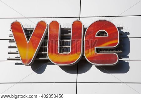 The Vue Cinema Sign Above A Cinema In The Uk, Taken On The 19th November 2020
