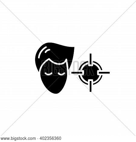 Attention Concentration Glyph Icon. Person Head With Target Filled Flat Sign. Concept Of Concentrati
