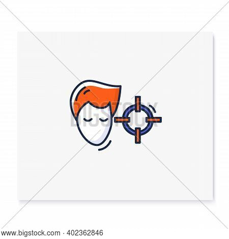 Attention Concentration Color Icon. Person Head With Target Linear Pictogram. Concept Of Concentrati