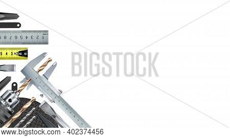 Locksmith Decorative Corner Composition On Theme Of Craft Hand Metal Processing And Work Skill. 3d S