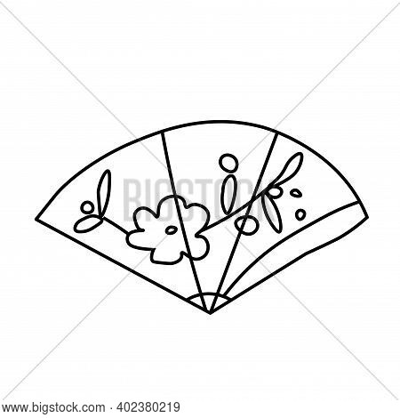 Vector Asian Fan In Doodle Style The Thing Against The Heat Illustration For Chinese New Year With B