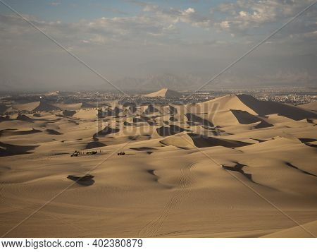 Four Wheel Drive 4wd 4x4 Dune Beach Buggy Motor Vehicle Tour In Sand Desert Huacachina Ica Peru Sout