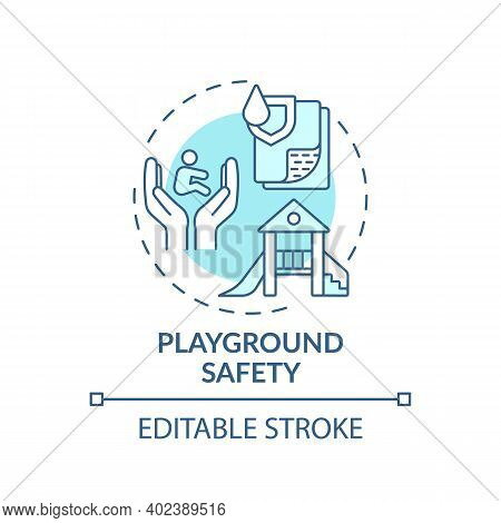 Playground Safety Turquoise Concept Icon. Secure Environment For Children To Play. Outdoors Area. Ch