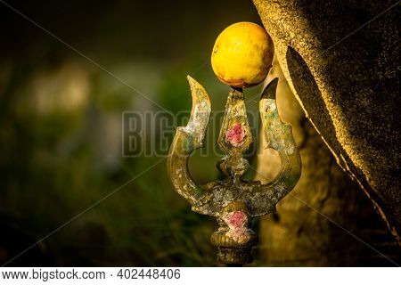 View Of Trishul(weapon Of Hindu God Shiva) Which Is Sacred And Worshipped People Following Hinduism